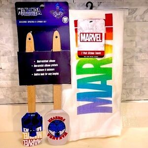 🆕 Marvel’s Black Panther/Disney Pride Ltd Ed 4-Pc Towels & Tools Kitchen Set
